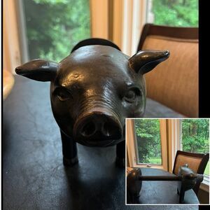 Wooden Pig Paper Towel Holder w/Metal Rod